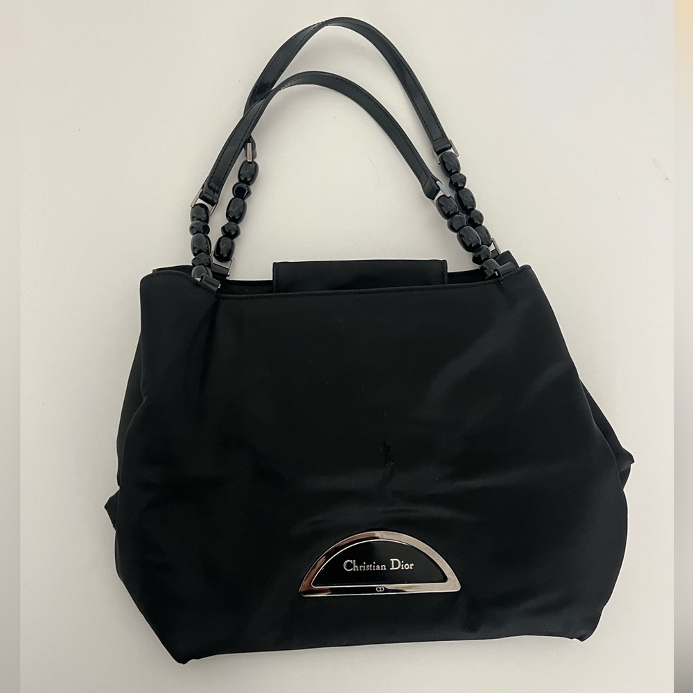 Authentic Christian Dior Malice HandBag Black Nylon
